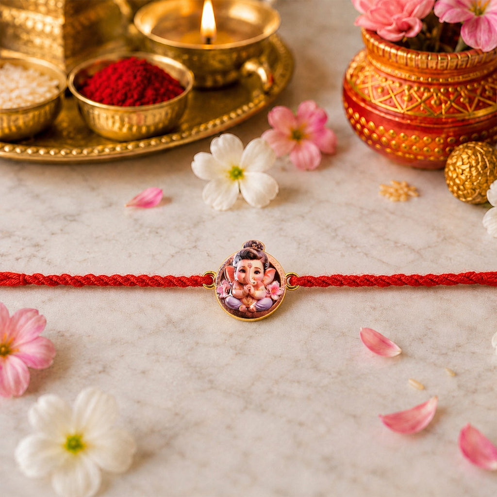 ALVENZA Ganesh Rakhi – Elegant Traditional Brother Gift