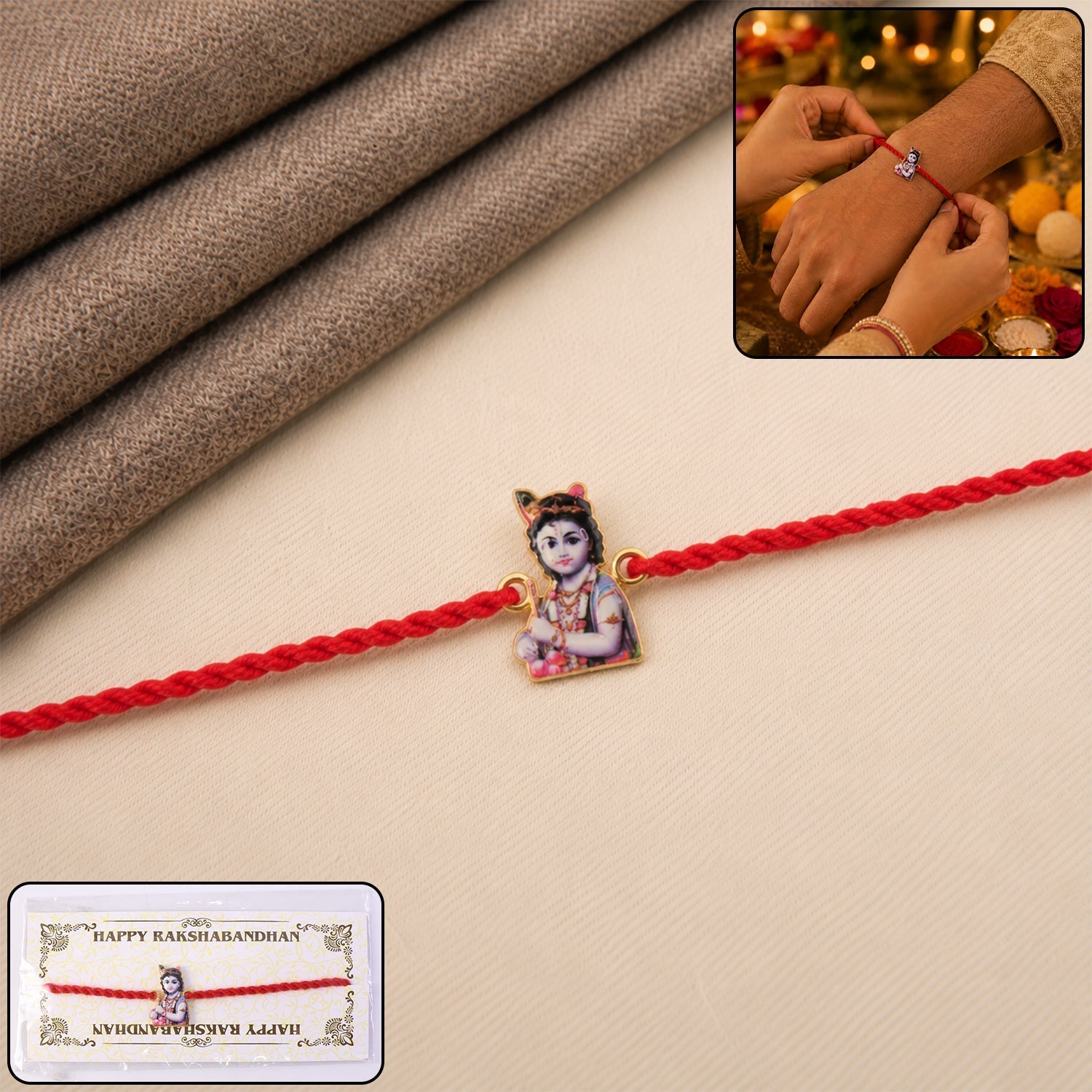 ALVENZA Krishna Charm Rakhi – Stylish Lightweight Festive Gift for Brothers