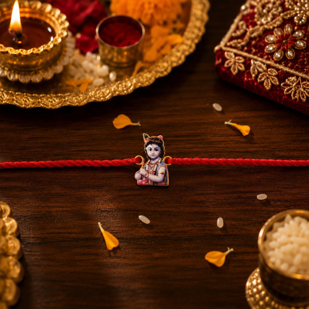 ALVENZA Krishna Charm Rakhi – Stylish Lightweight Festive Gift for Brothers