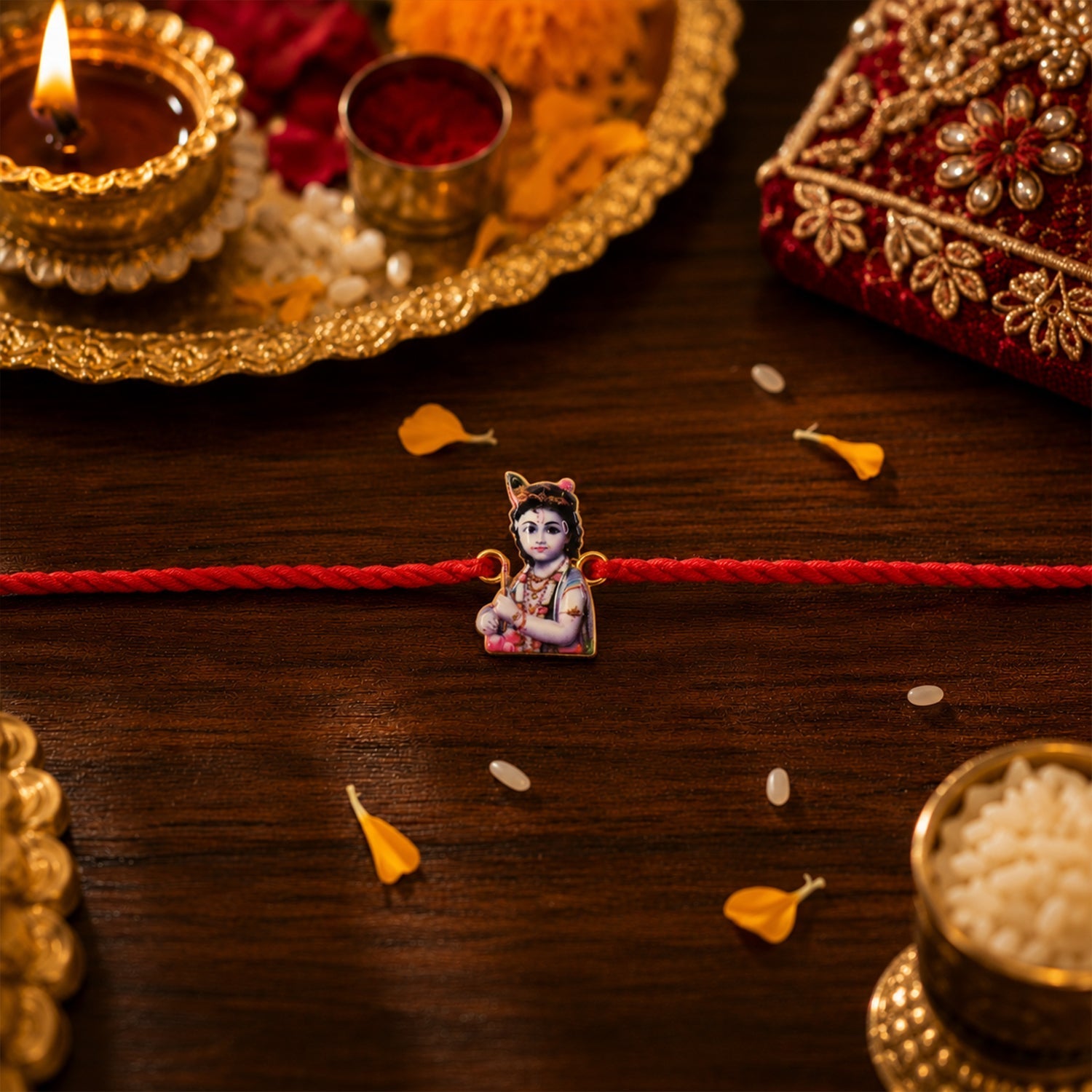 ALVENZA Krishna Charm Rakhi – Stylish Lightweight Festive Gift for Brothers