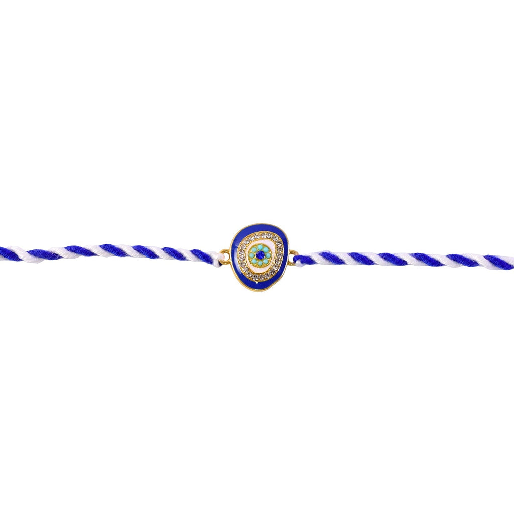 ALVENZA Blue Round Stone Rakhi – Stylish & Traditional Gifting