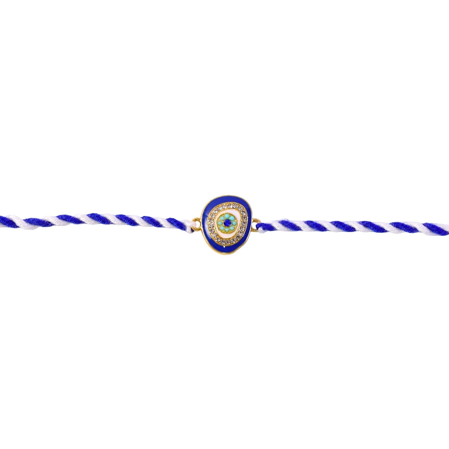 ALVENZA Blue Round Stone Rakhi – Stylish & Traditional Gifting