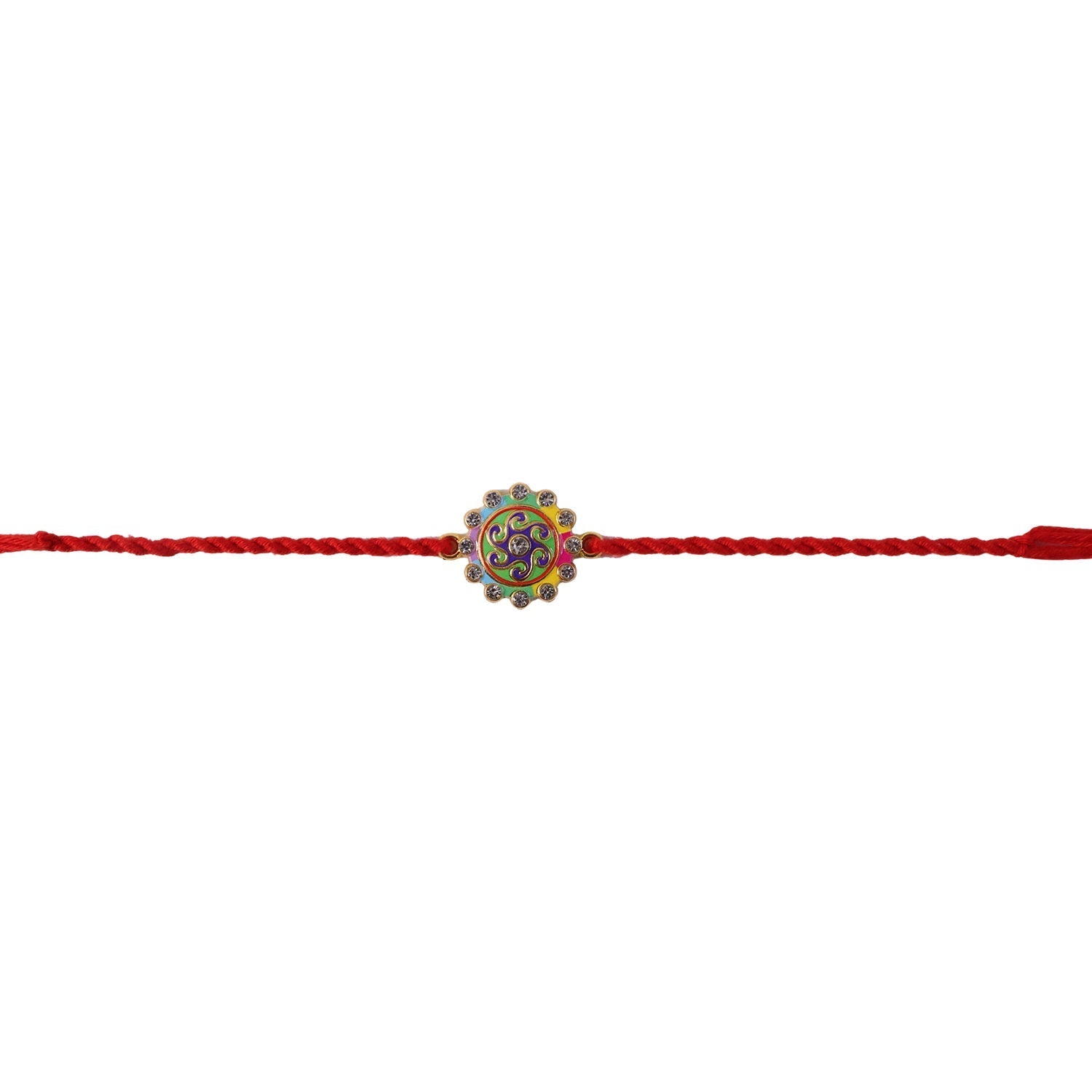 ALVENZA Colorful Round Stone Rakhi – Elegant Brother Gift for Raksha Bandhan