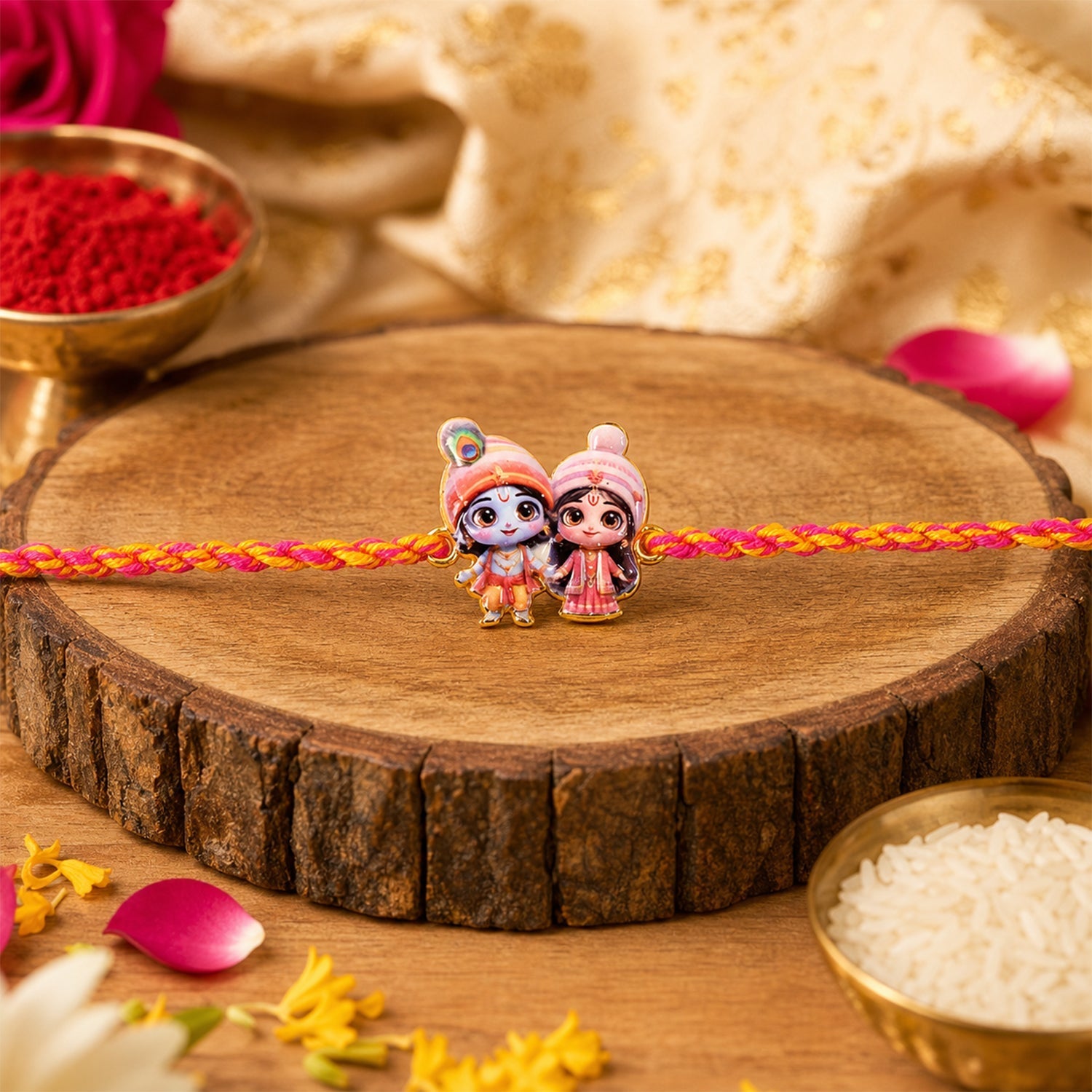 ALVENZA Radha Krishna Rakhi – Elegant & Traditional Design for Brothers