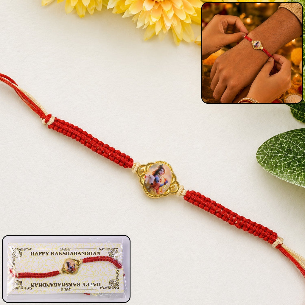 ALVENZA Krishna Cow Charm Rakhi – Stylish & Traditional for Brothers
