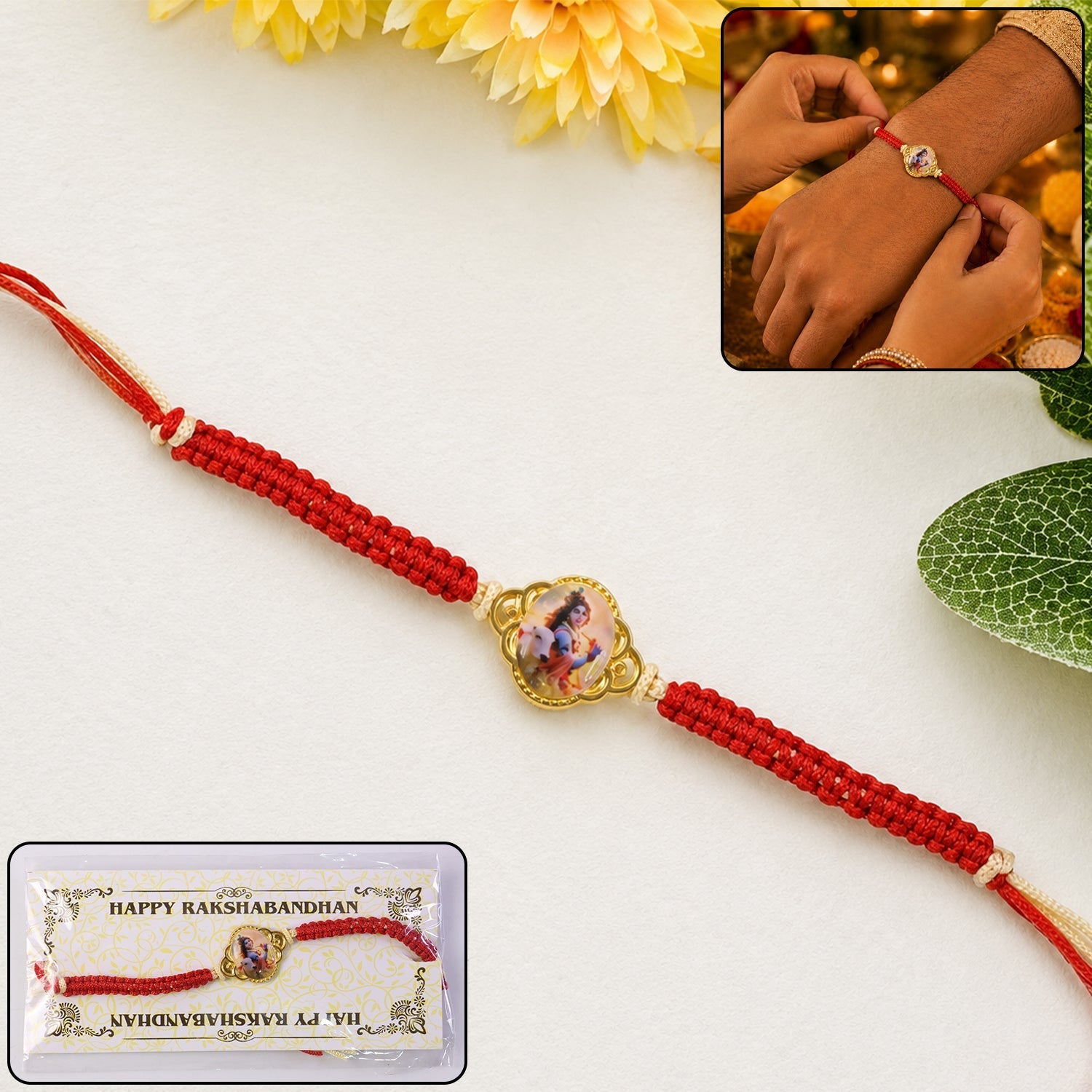 ALVENZA Krishna Cow Charm Rakhi – Stylish & Traditional for Brothers