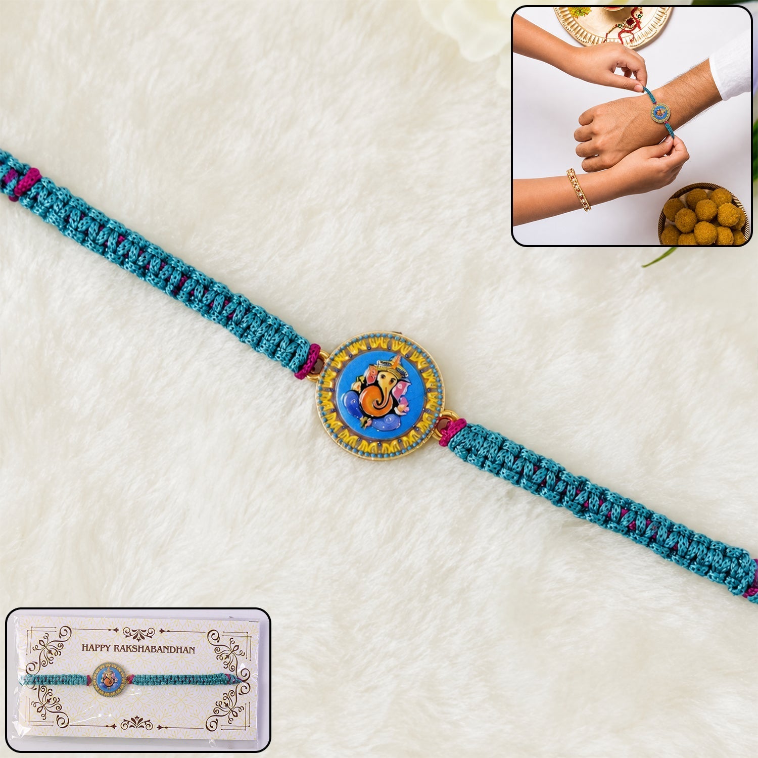 ALVENZA Ganesh Charm Rakhi – Lightweight & Stylish Festive Accessory