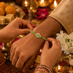 ALVENZA Green Om Peacock Rakhi – Elegant, Lightweight & Stylish for Brothers