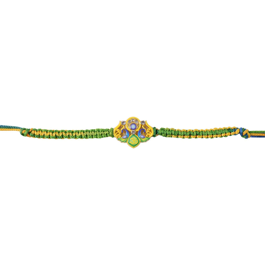 ALVENZA Green Om Peacock Rakhi – Elegant, Lightweight & Stylish for Brothers