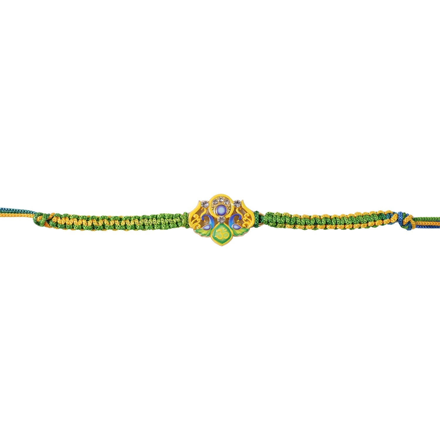 ALVENZA Green Om Peacock Rakhi – Elegant, Lightweight & Stylish for Brothers