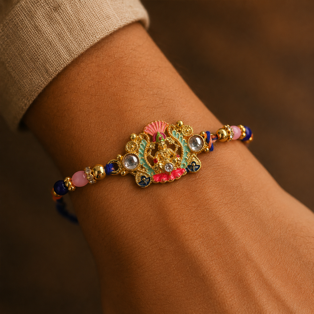 ALVENZA Goddess Charm Rakhi, Beautiful Beaded Brother Gift for Raksha Bandhan