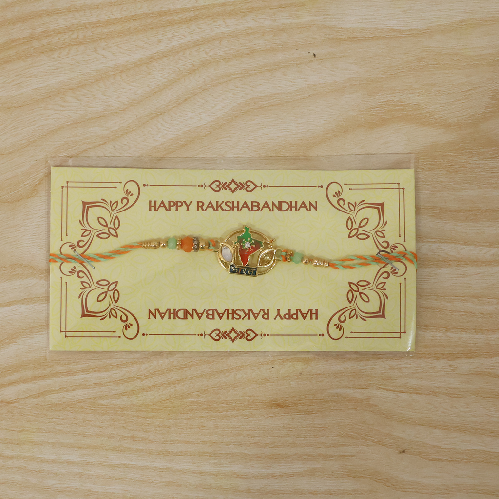 ALVENZA Bharat Map Charm Rakhi – Elegant Beaded Design for Rakshabandhan