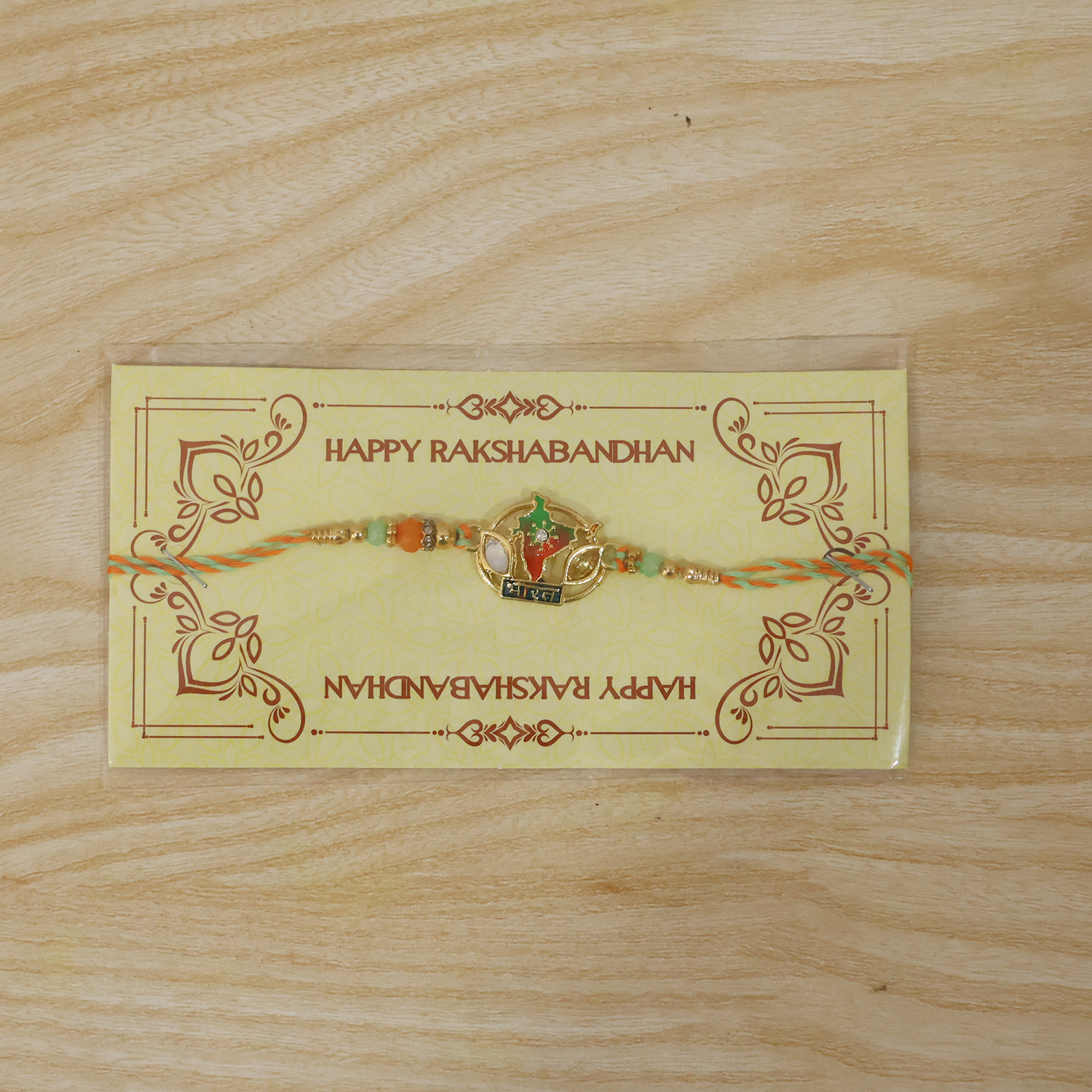 ALVENZA Bharat Map Charm Rakhi – Elegant Beaded Design for Rakshabandhan