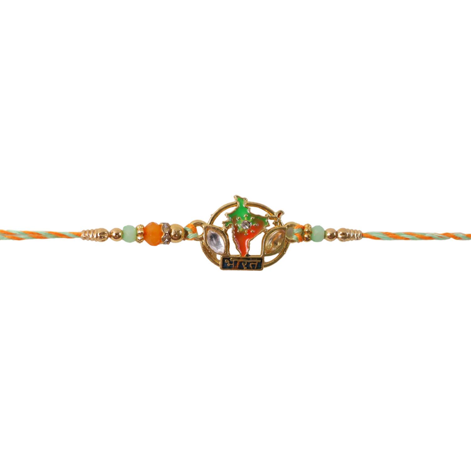 ALVENZA Bharat Map Charm Rakhi – Elegant Beaded Design for Rakshabandhan