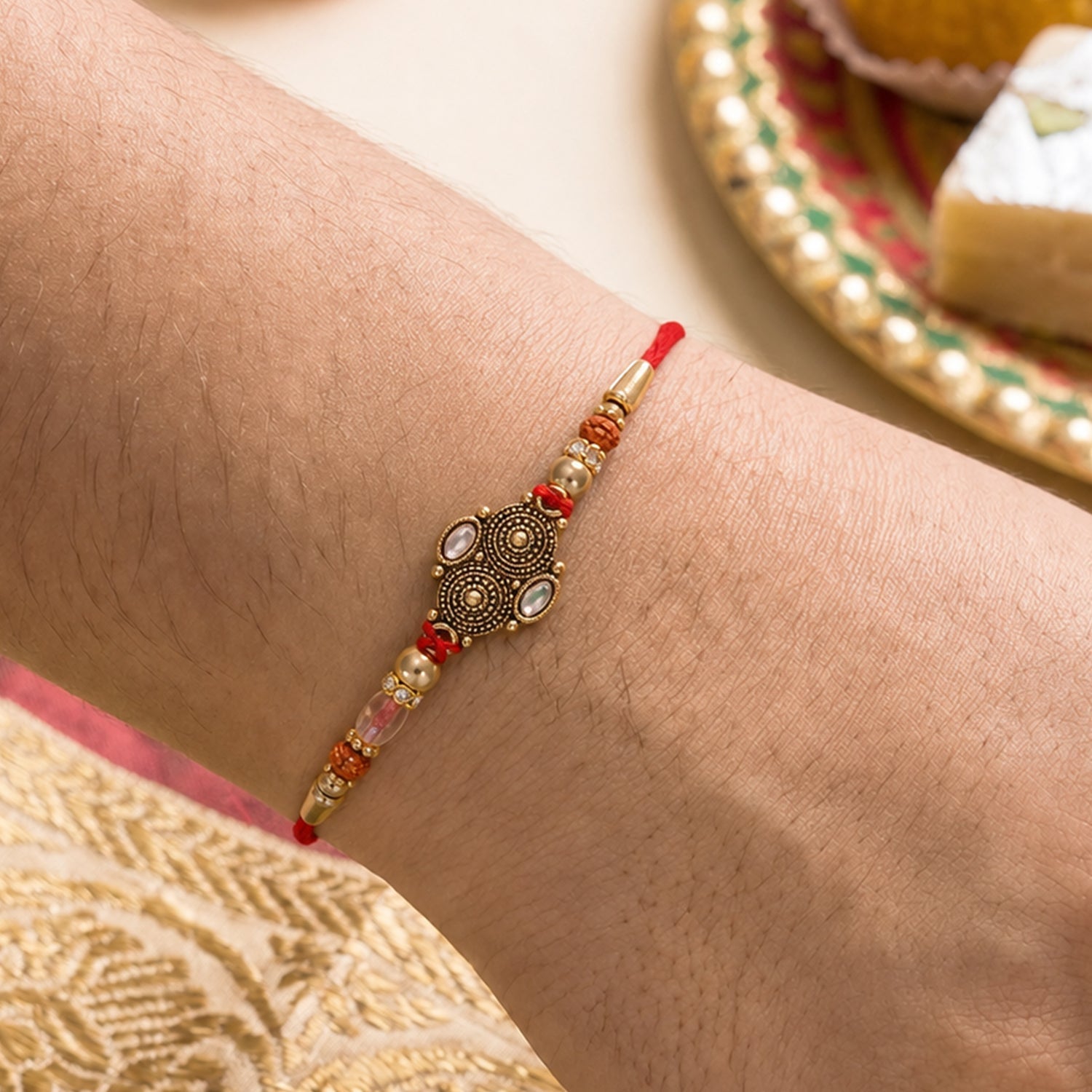 ALVENZA Rudraksha Beads Rakhi, Traditional & Stylish Brother Gift