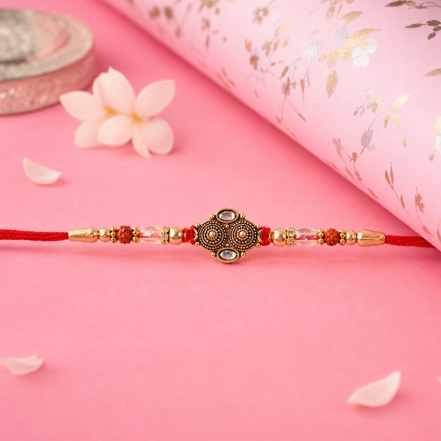 ALVENZA Rudraksha Beads Rakhi, Traditional & Stylish Brother Gift