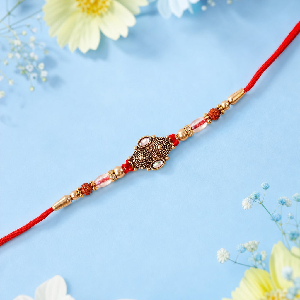 ALVENZA Rudraksha Beads Rakhi, Traditional & Stylish Brother Gift