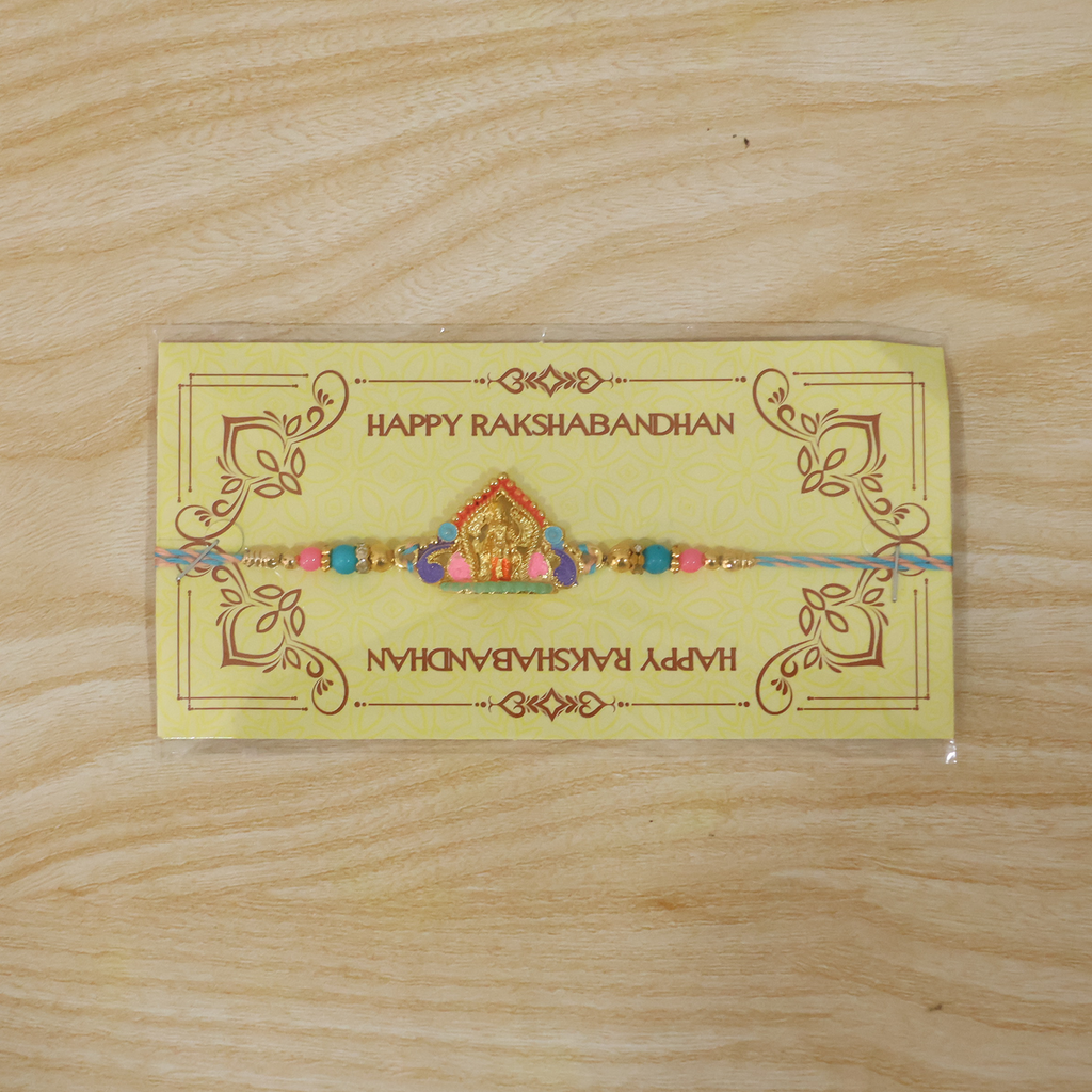 ALVENZA Rakhi – Elegant Divine Idol Charm with Colourful Beads for Rakshabandhan