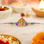 ALVENZA Rakhi – Elegant Divine Idol Charm with Colourful Beads for Rakshabandhan