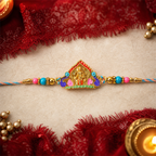 ALVENZA Rakhi – Elegant Divine Idol Charm with Colourful Beads for Rakshabandhan