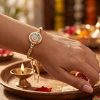 ALVENZA Pastel Pearl Beads Rakhi – Elegant Sibling Festival Accessory