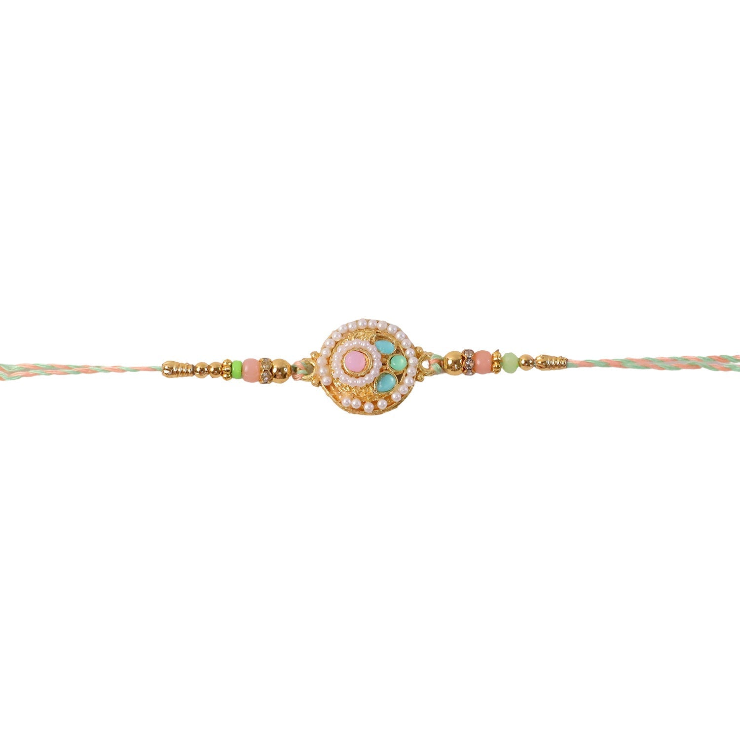 ALVENZA Pastel Pearl Beads Rakhi – Elegant Sibling Festival Accessory