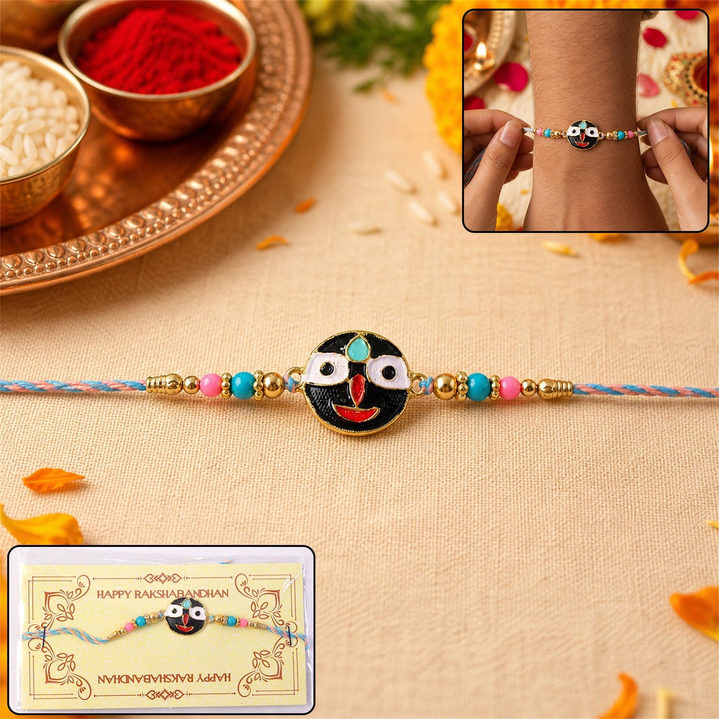 ALVENZA Colorful Deity Face Beads Rakhi – Stylish Festival Gift for Brother