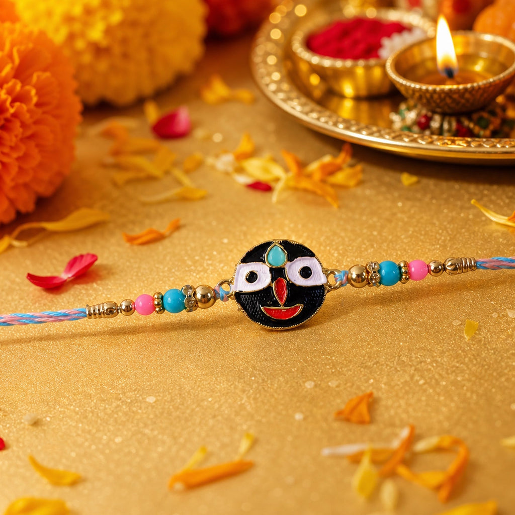 ALVENZA Colorful Deity Face Beads Rakhi – Stylish Festival Gift for Brother