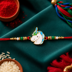 ALVENZA Cute Unicorn Beaded Rakhi - Stylish, Lightweight & Festive