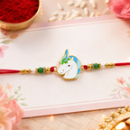ALVENZA Cute Unicorn Beaded Rakhi - Stylish, Lightweight & Festive