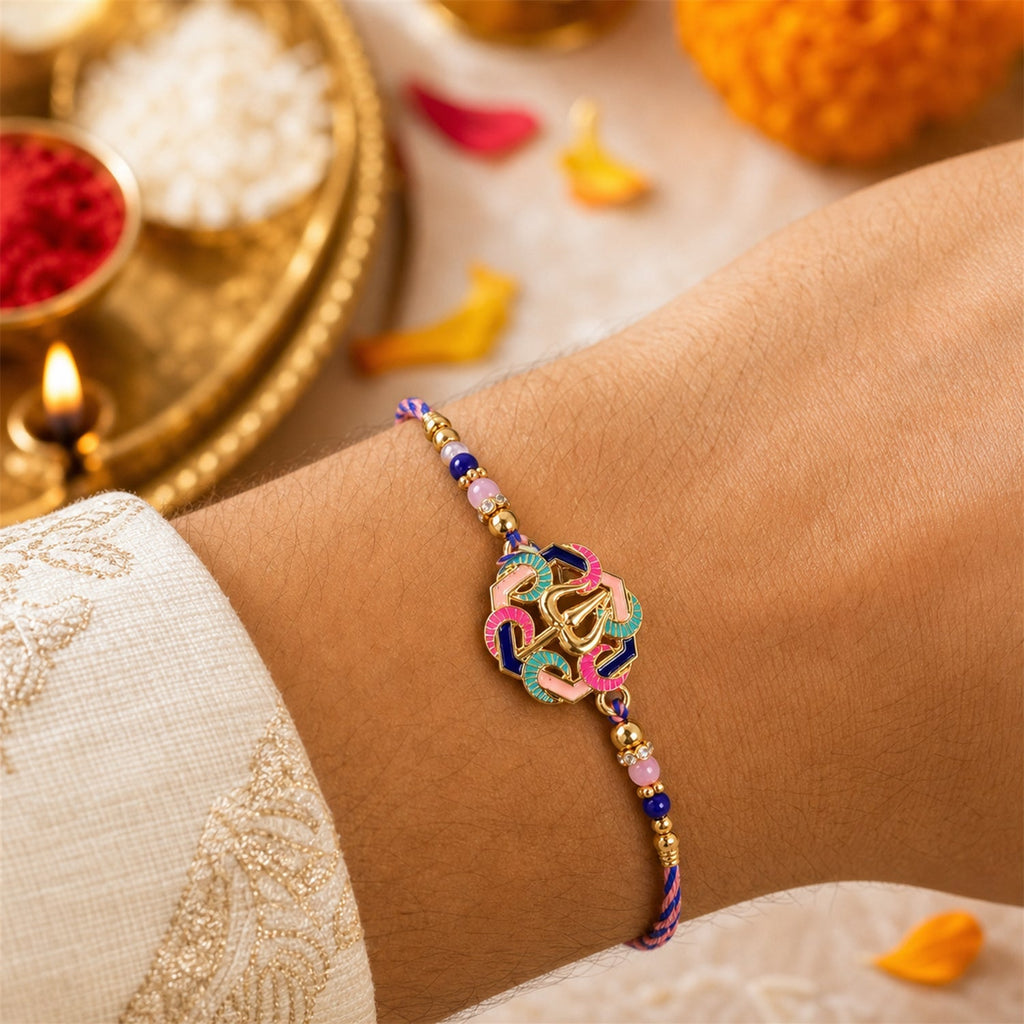 ALVENZA Rakshabandhan Colorful Trishul Beads Rakhi – Traditional & Stylish