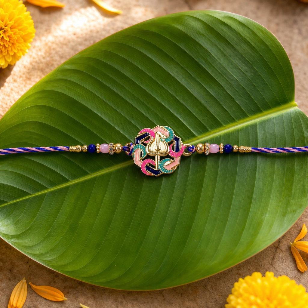 ALVENZA Rakshabandhan Colorful Trishul Beads Rakhi – Traditional & Stylish