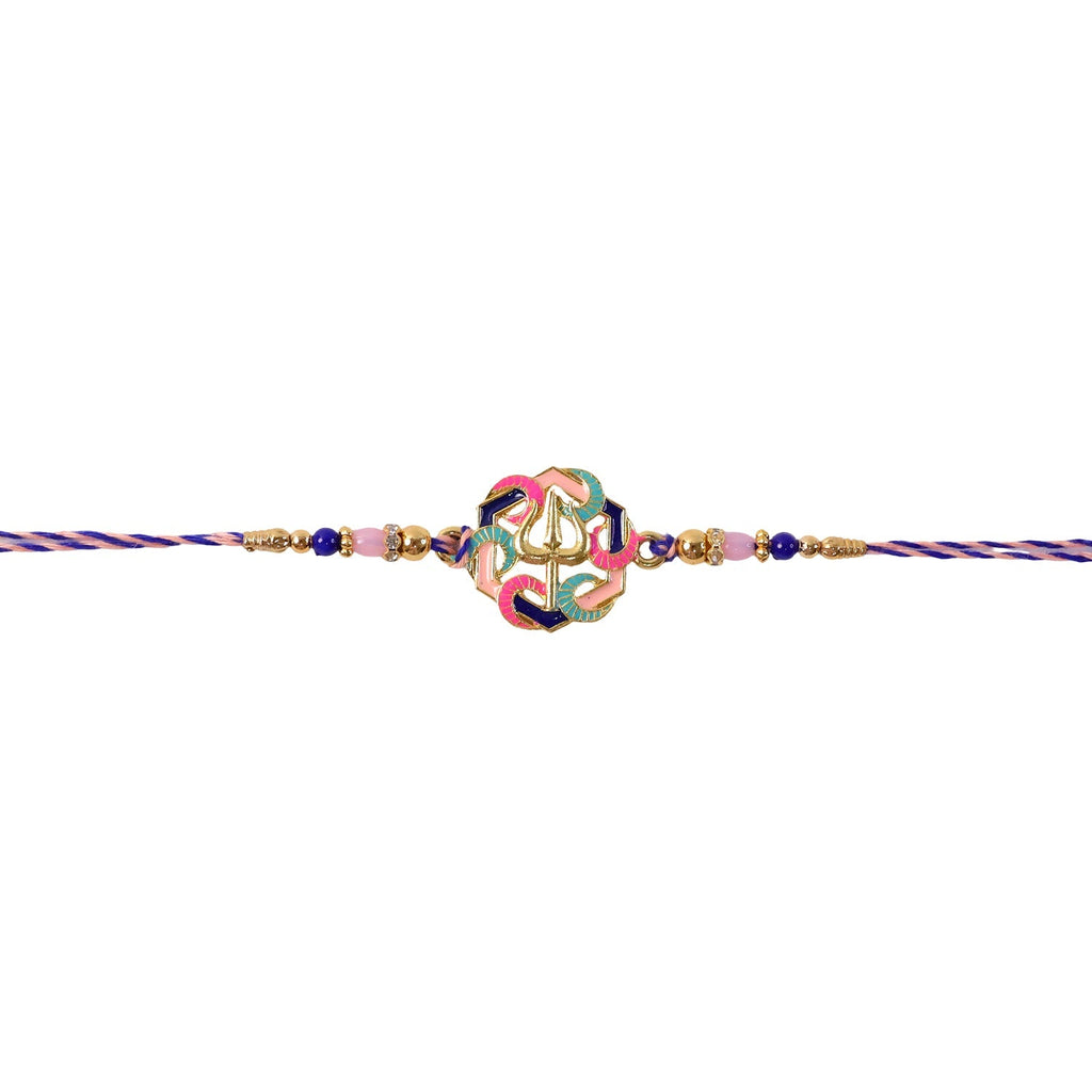 ALVENZA Rakshabandhan Colorful Trishul Beads Rakhi – Traditional & Stylish