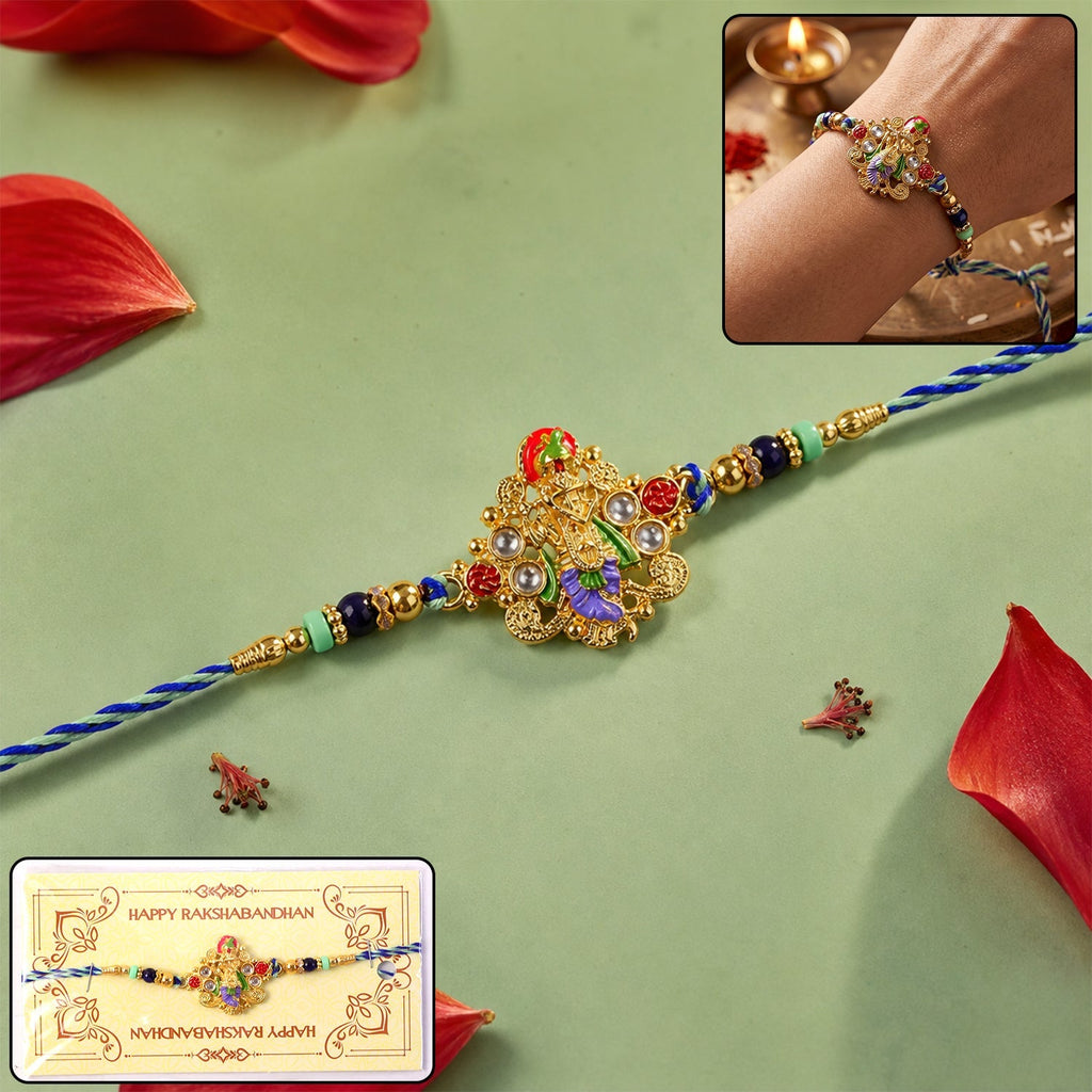 ALVENZA Rakhi – Colourful Divine Idol Beaded Design for Brother