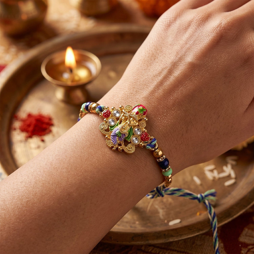ALVENZA Rakhi – Colourful Divine Idol Beaded Design for Brother