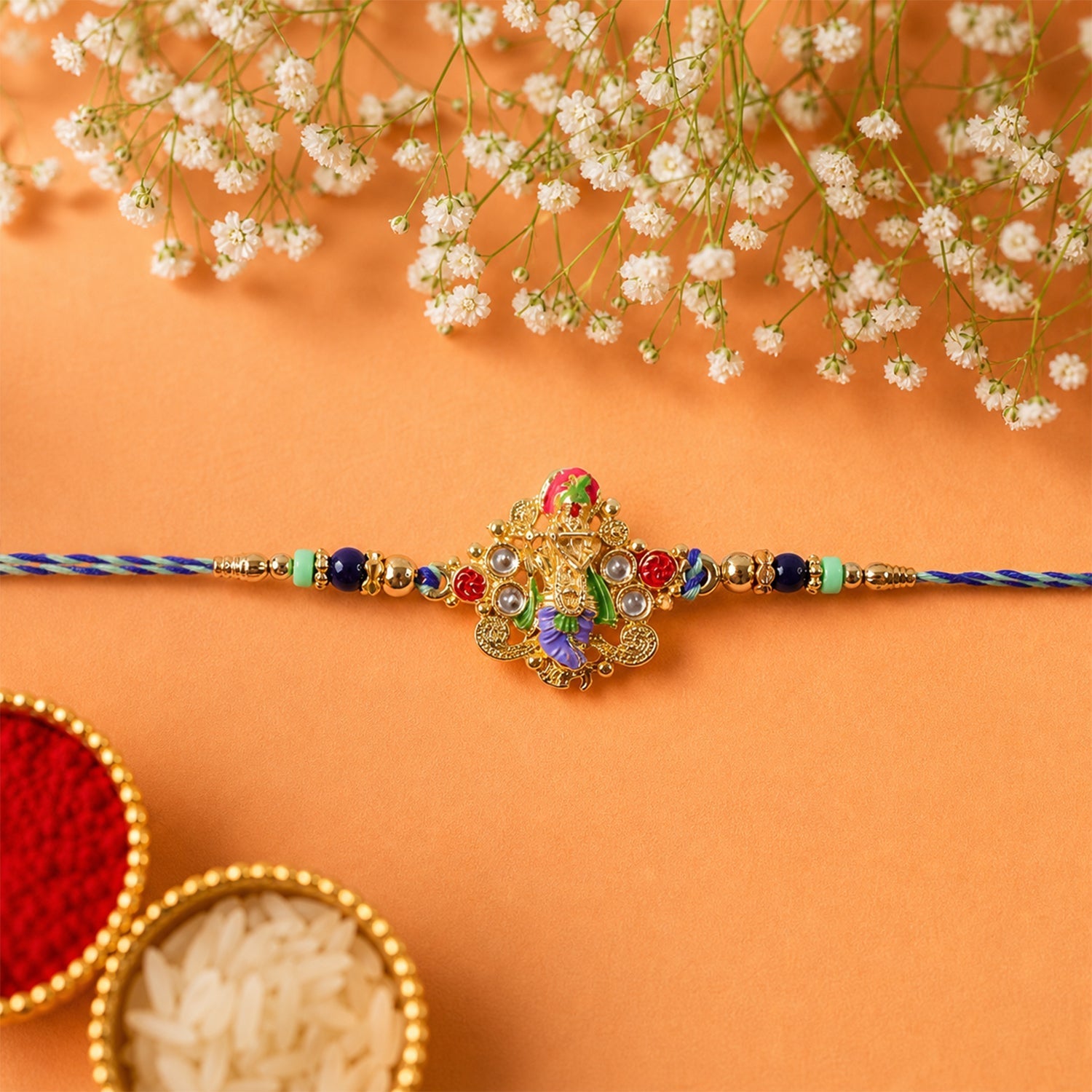 ALVENZA Rakhi – Colourful Divine Idol Beaded Design for Brother