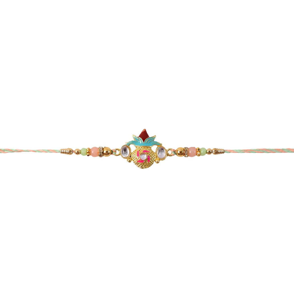 ALVENZA Kalash Kundan Rakhi, Traditional Beaded Festival Gift for Brothers