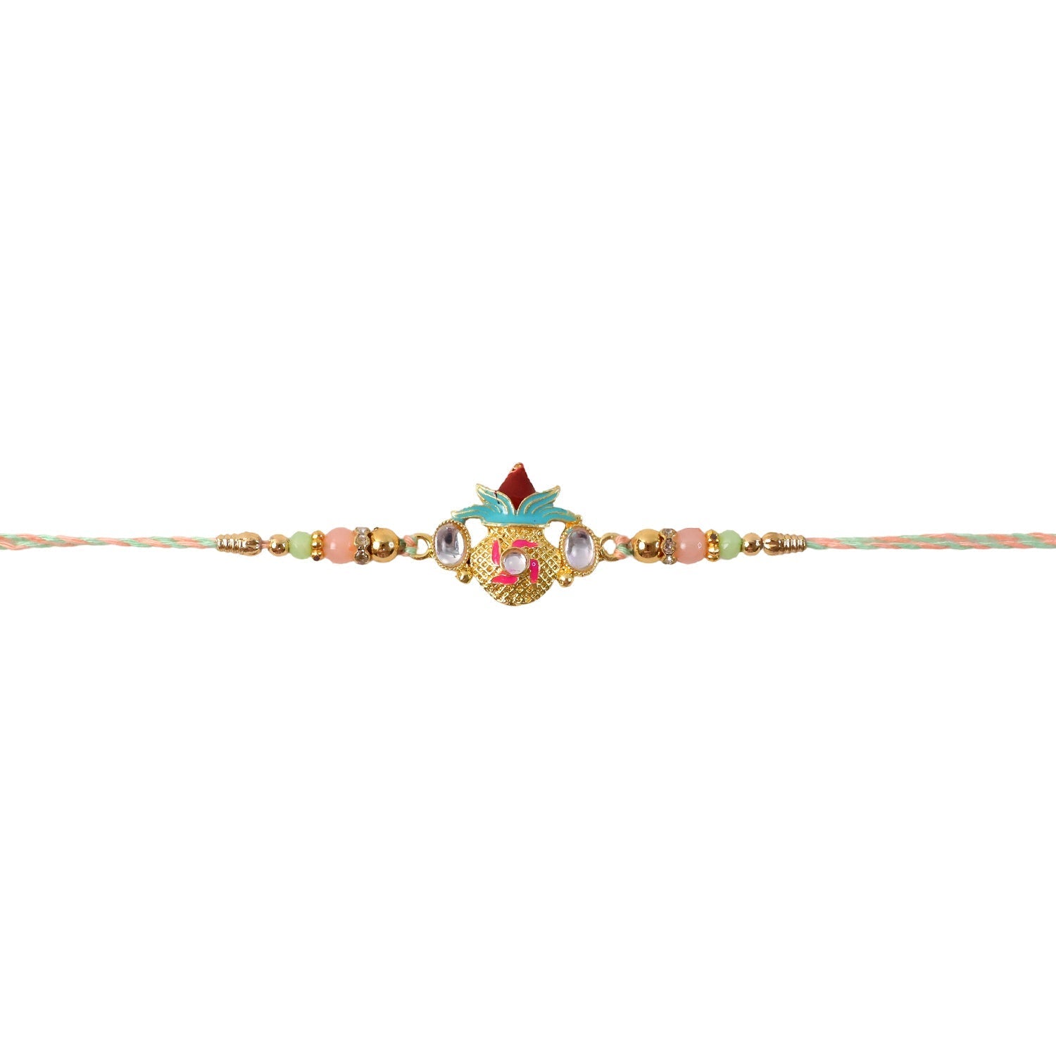ALVENZA Kalash Kundan Rakhi, Traditional Beaded Festival Gift for Brothers