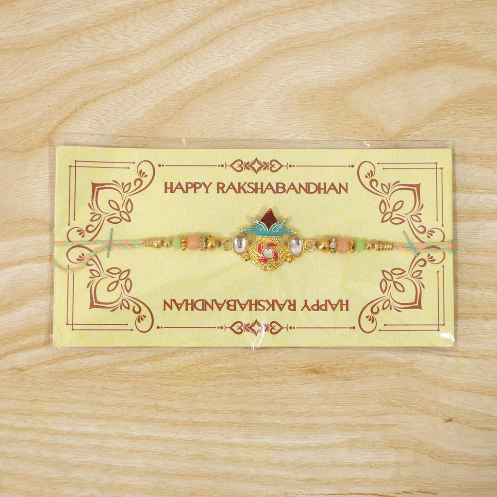 ALVENZA Kalash Kundan Rakhi, Traditional Beaded Festival Gift for Brothers