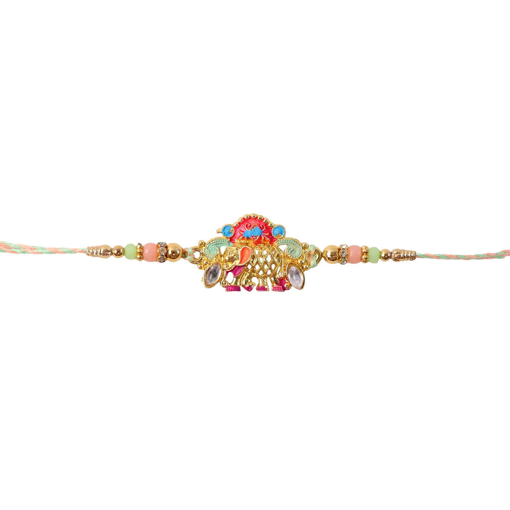 ALVENZA Rakhi - Colorful Elephant Beaded Rakhi for Rakshabandhan