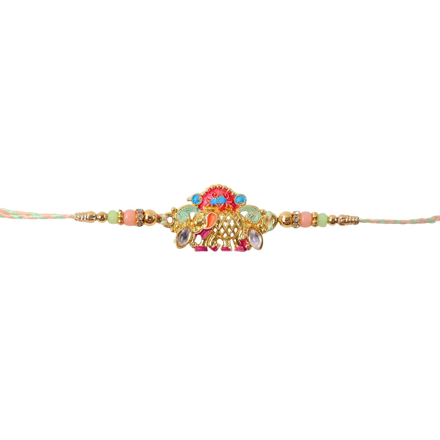 ALVENZA Rakhi - Colorful Elephant Beaded Rakhi for Rakshabandhan