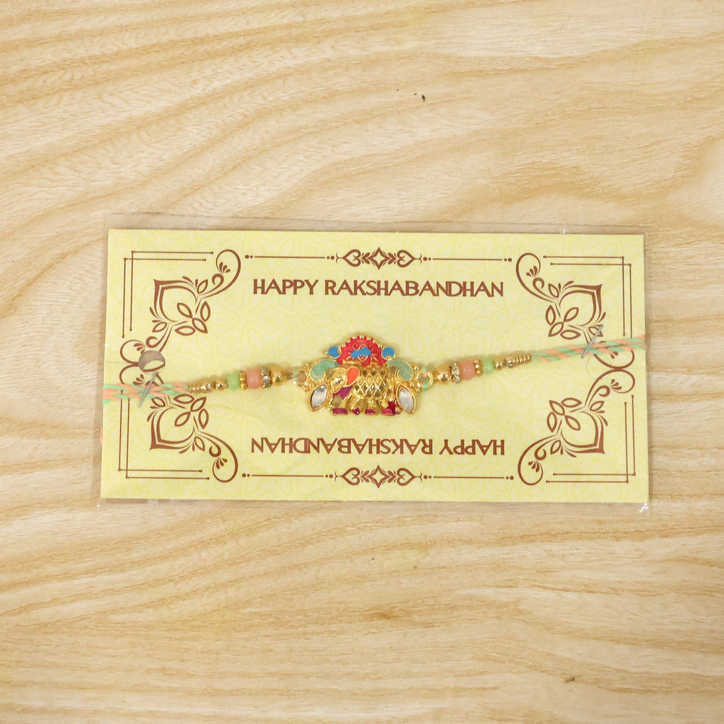 ALVENZA Rakhi - Colorful Elephant Beaded Rakhi for Rakshabandhan