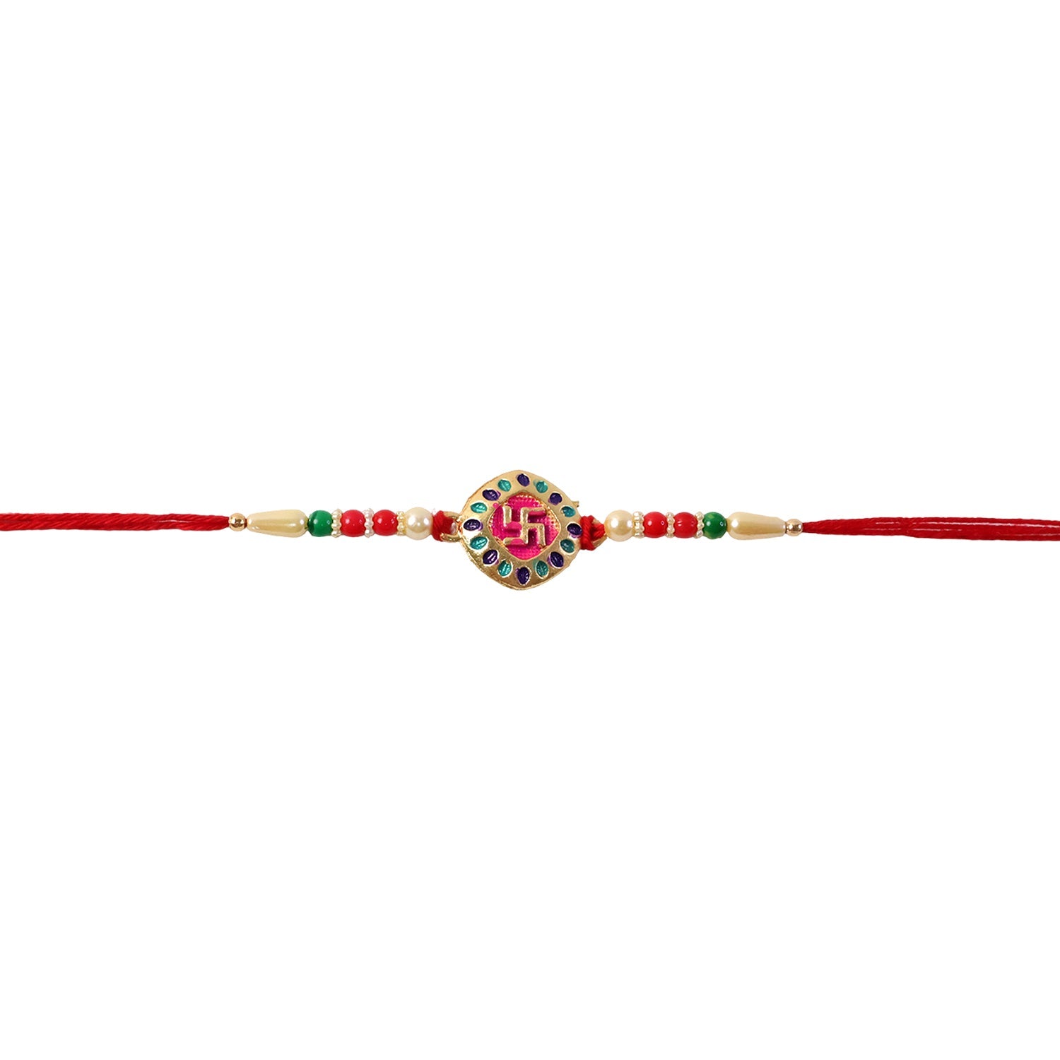 ALVENZA Auspicious Swastik Rakhi – Traditional & Stylish Beaded Design