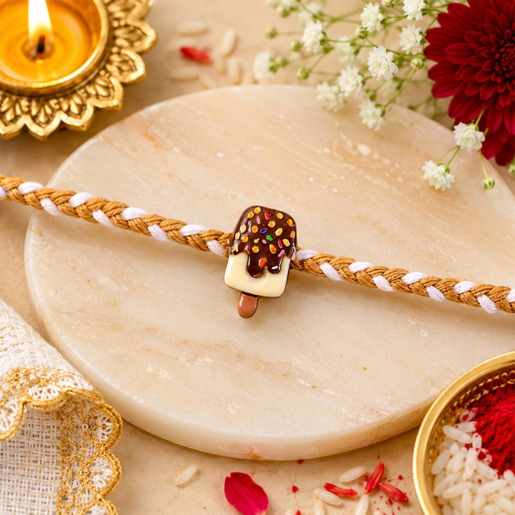 ALVENZA Chocolate Ice Cream Rakhi - Stylish & Comfortable for Brothers