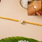 ALVENZA White Round Charm Rakhi, Stylish & Lightweight for Brothers