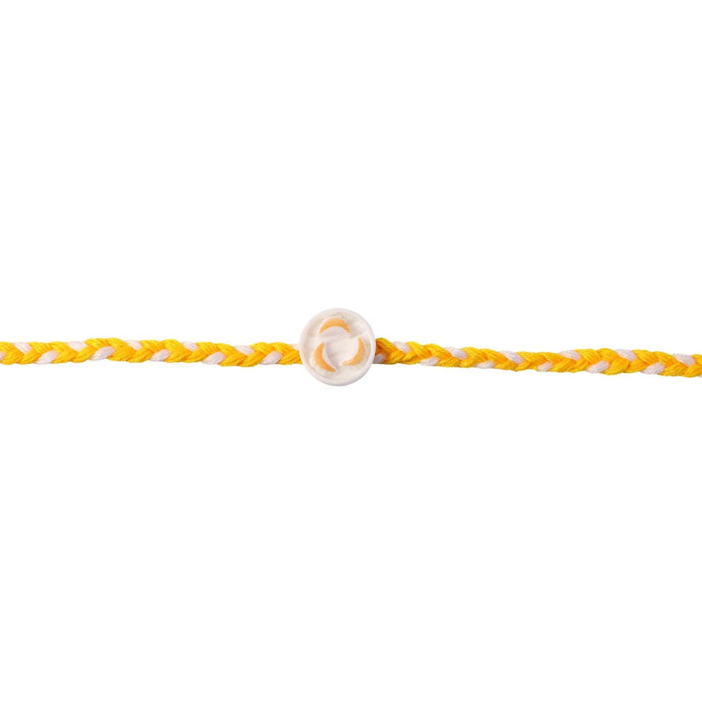 ALVENZA White Round Charm Rakhi, Stylish & Lightweight for Brothers