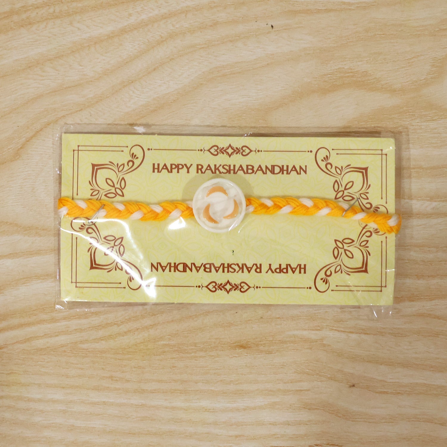 ALVENZA White Round Charm Rakhi, Stylish & Lightweight for Brothers