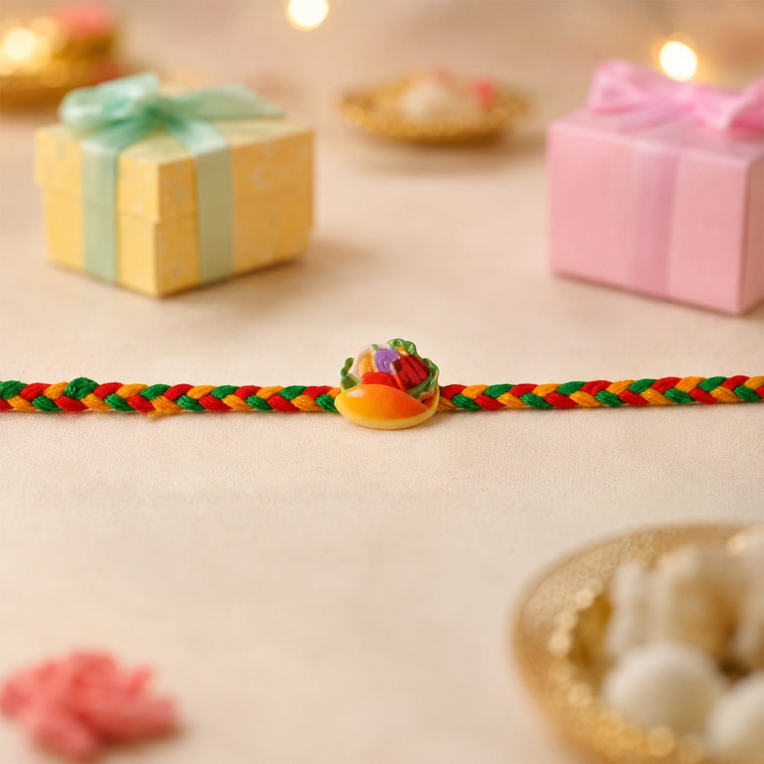 ALVENZA Dori Rakhi for Brother - Colourful Fruit Design & Lightweight