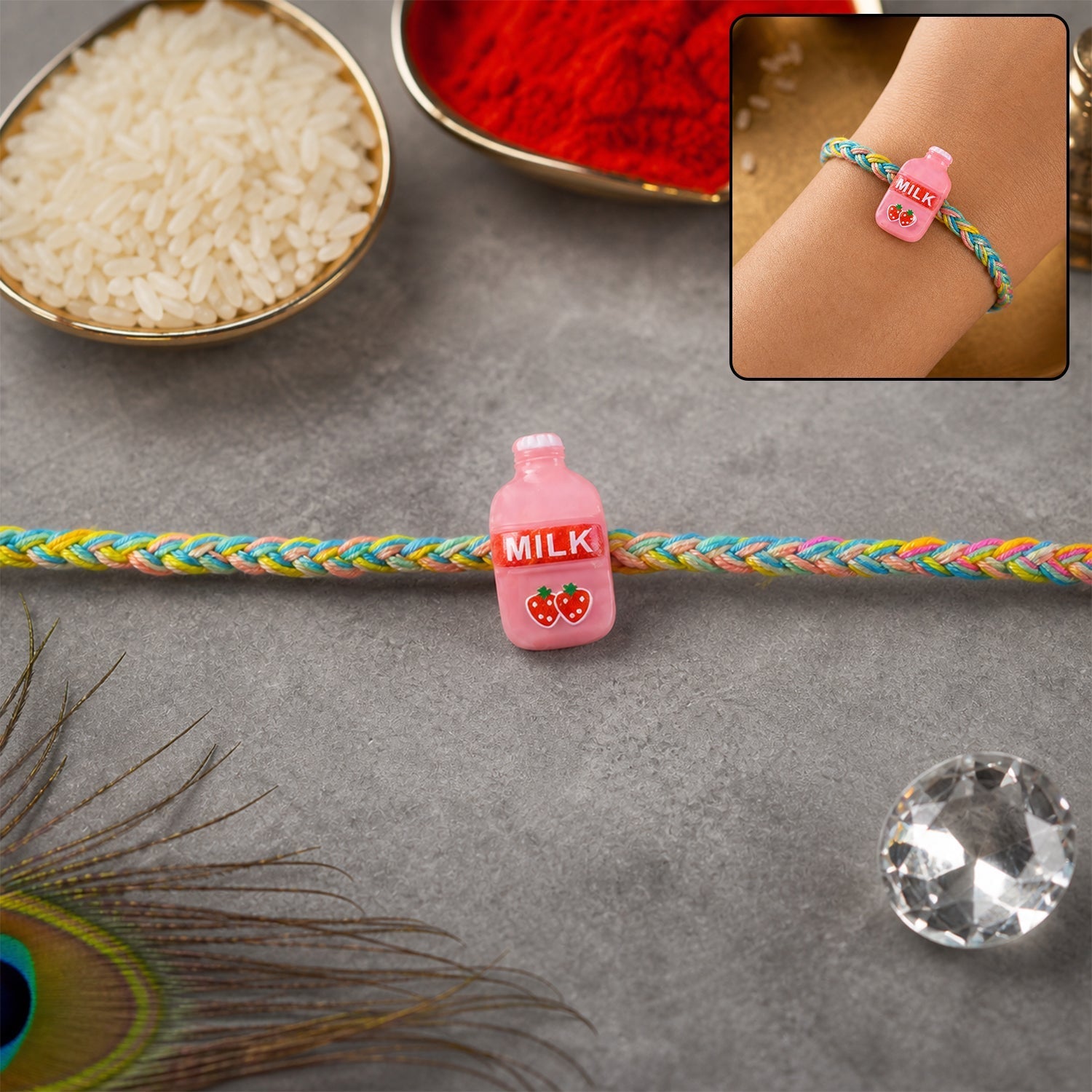 ALVENZA Milk Bottle Rakhi - Stylish & Meaningful Brother Gift