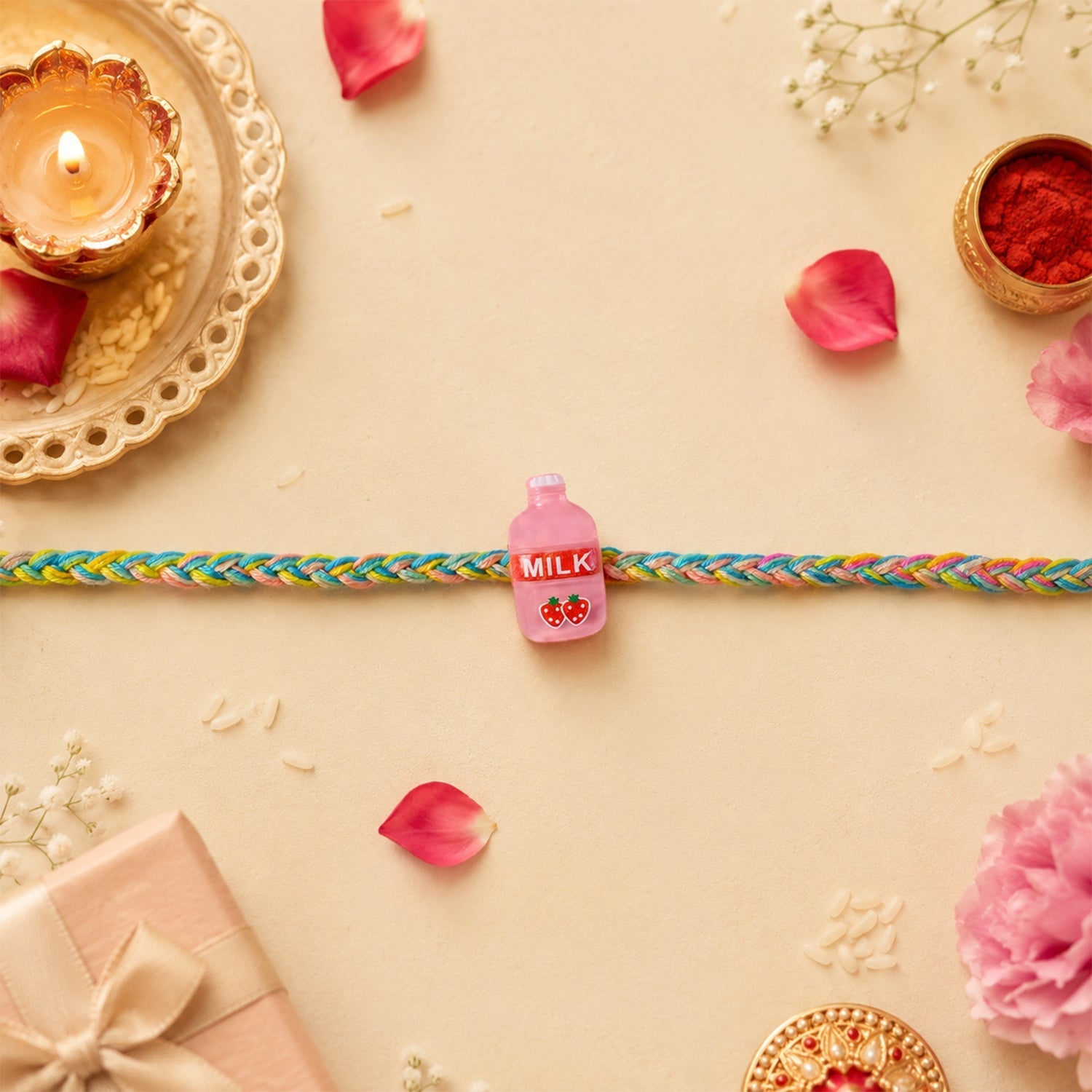 ALVENZA Milk Bottle Rakhi - Stylish & Meaningful Brother Gift